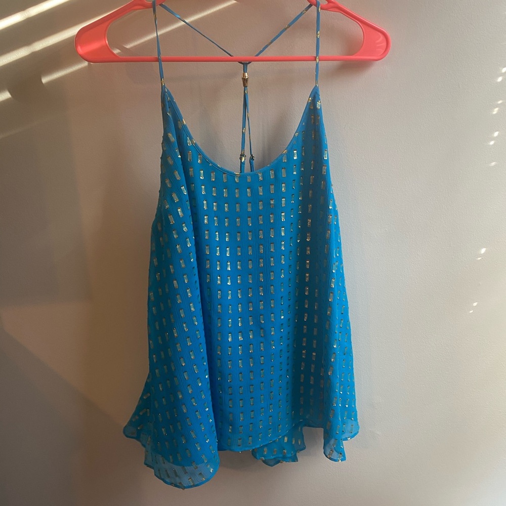 Lilly Pulitzer Blue and Gold Tank Top